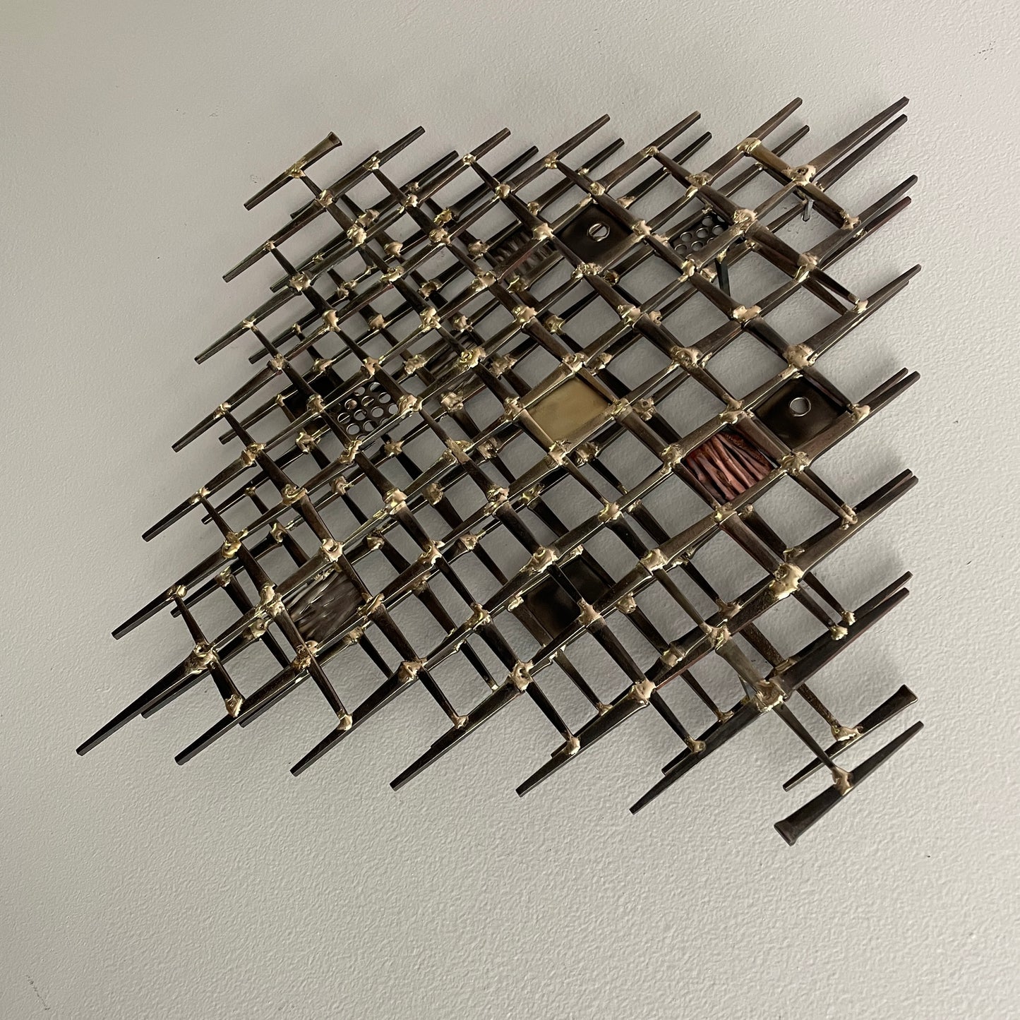 Mixed Rectangles - Brutalist Mid-Century style Metal Wall Sculpture