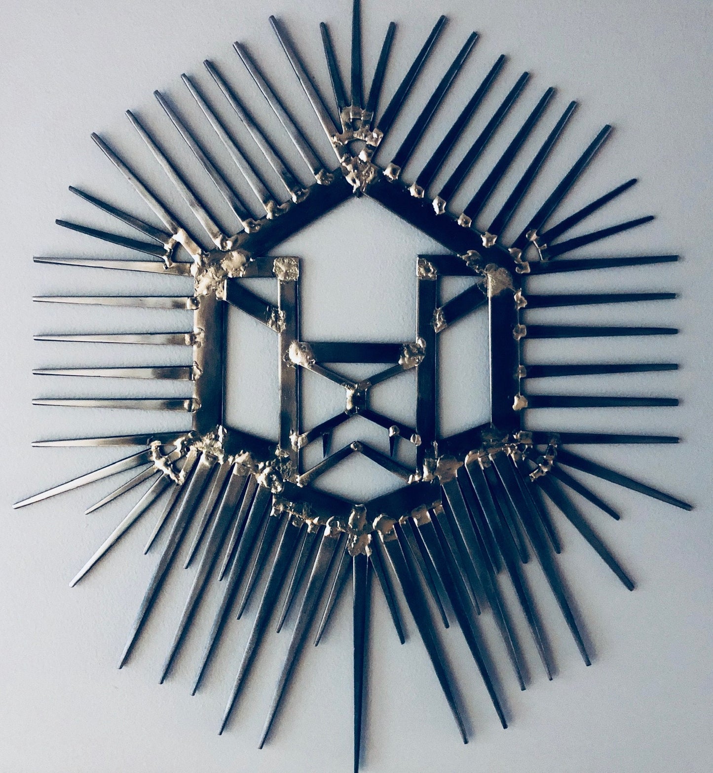 Metal Lyon, Art - Metal Wall Sculpture - Brutalist Mid Century Modern style