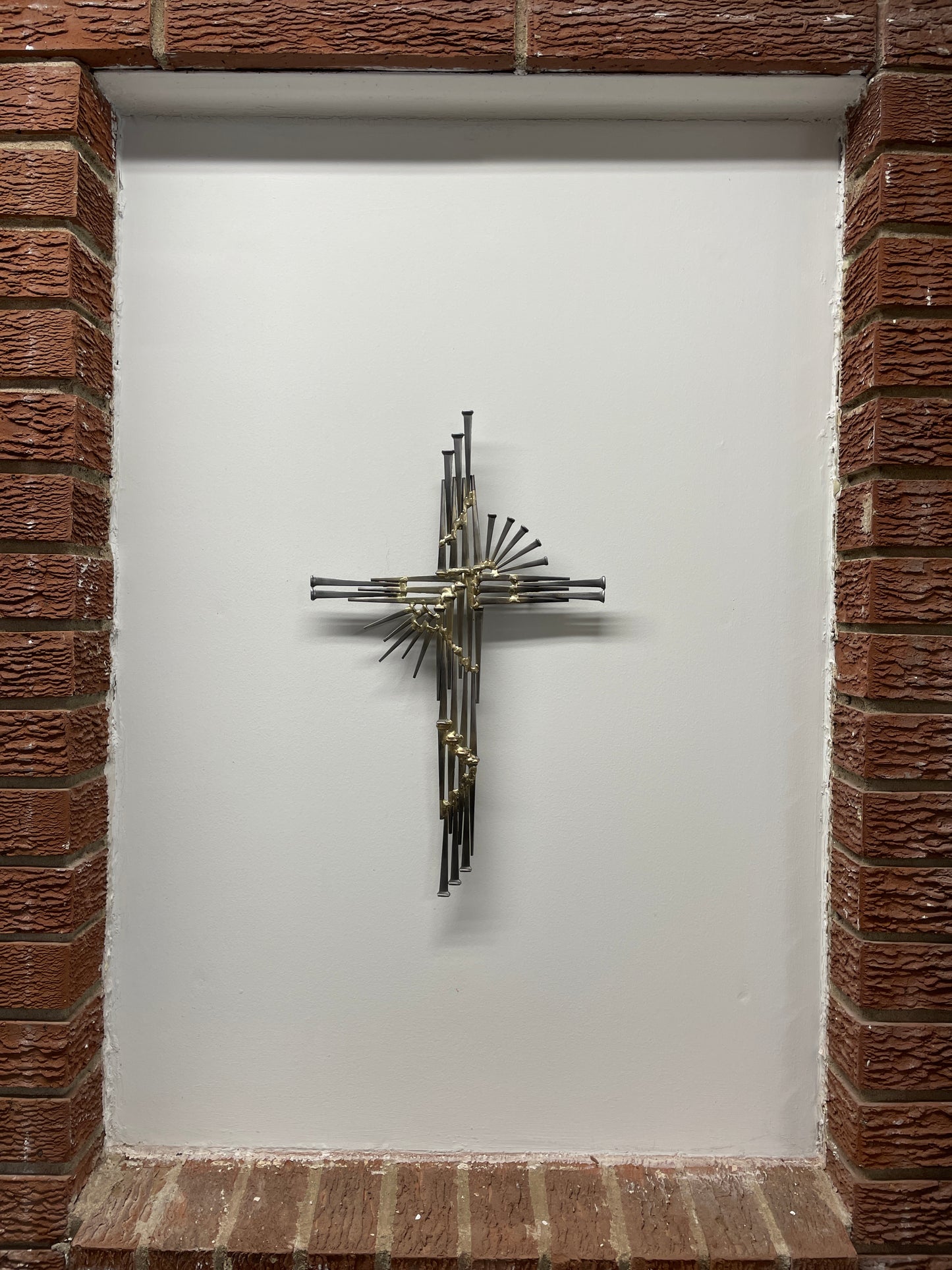 Ascending Descending Cross - Metal Wall Sculpture - A Brutalist Mid-Century style - in the form of a cross