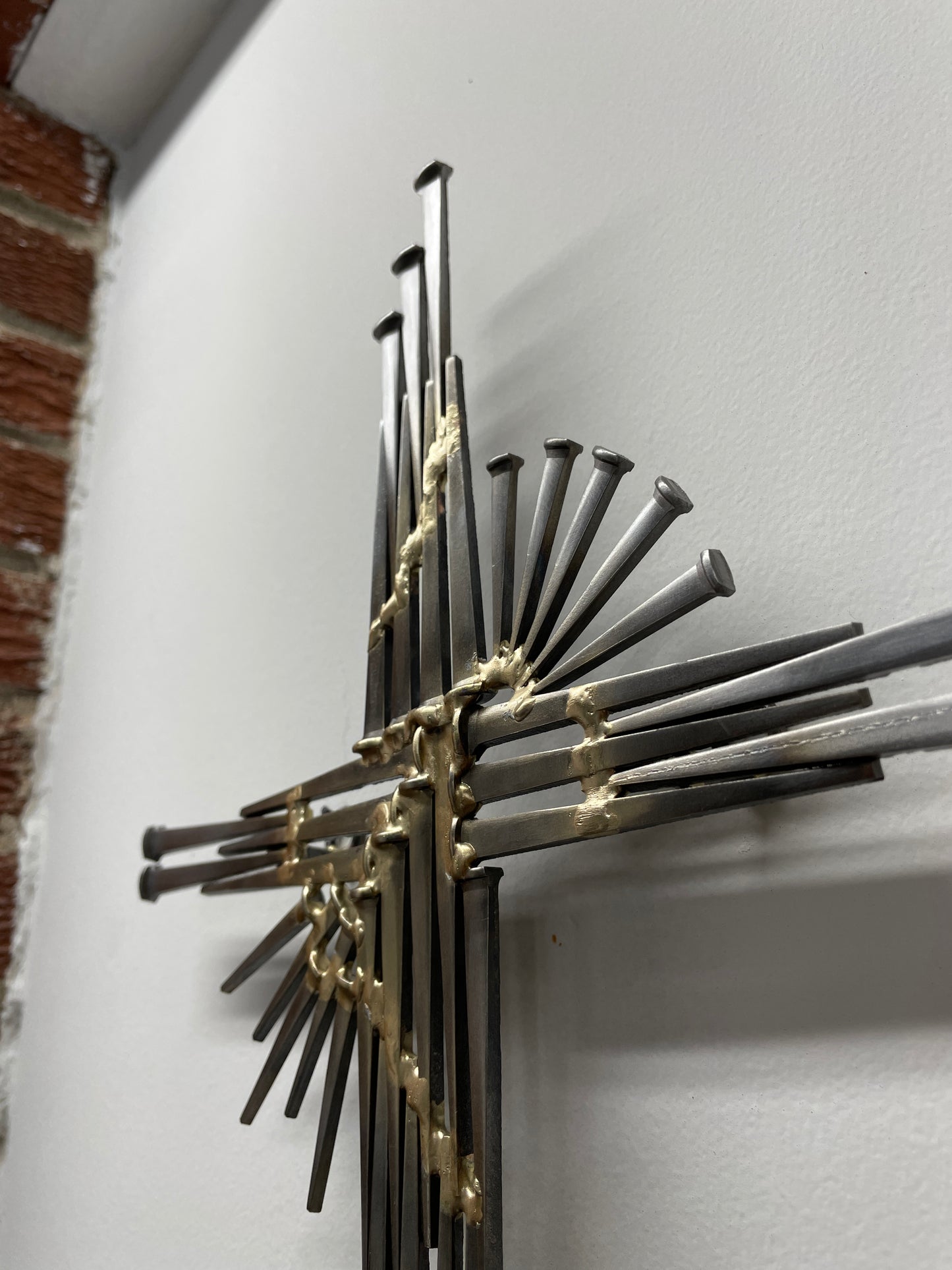 Ascending Descending Cross - Metal Wall Sculpture - A Brutalist Mid-Century style - in the form of a cross