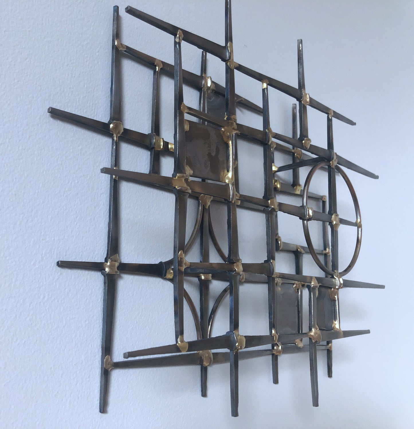 Around and About - Metal Wall Sculpture - Brutalist Mid-Century style - wall mount or free standing