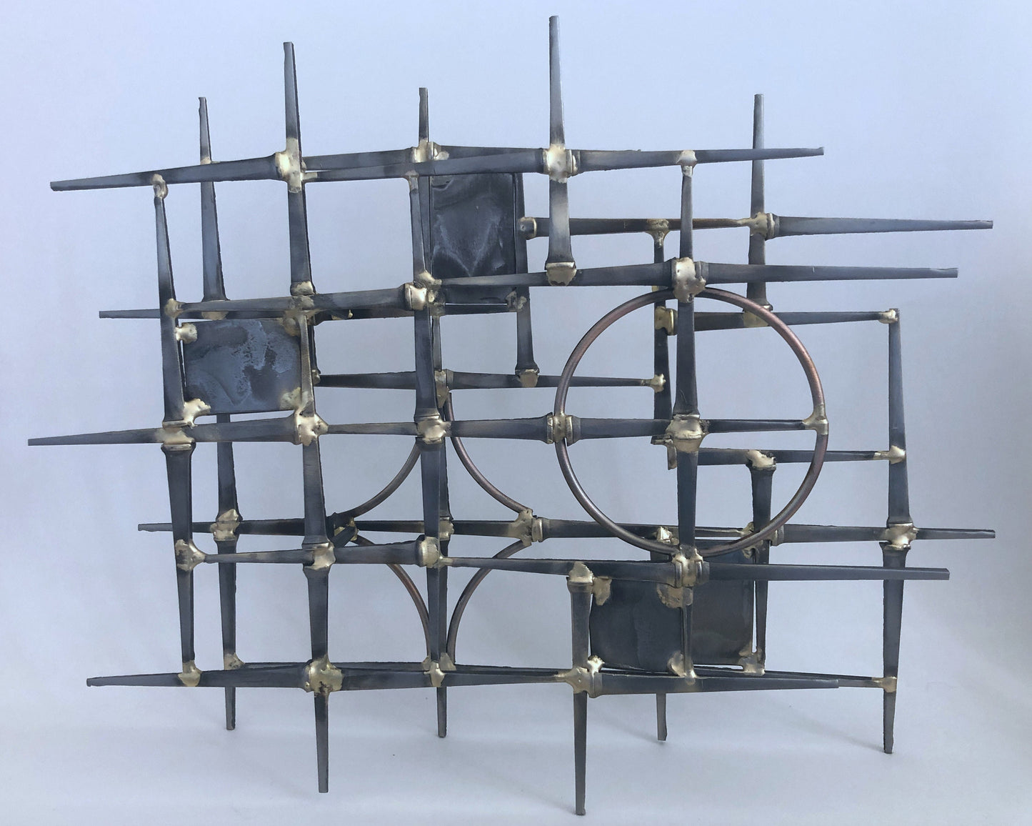 Around and About - Metal Wall Sculpture - Brutalist Mid-Century style - wall mount or free standing