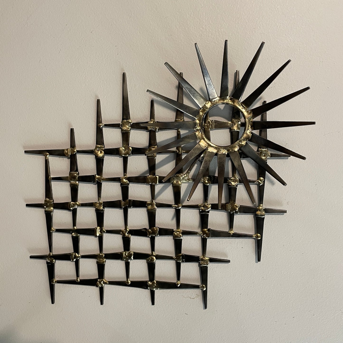 Sundrop - Medium - Brutalist Mid-Century style Metal Wall Sculpture